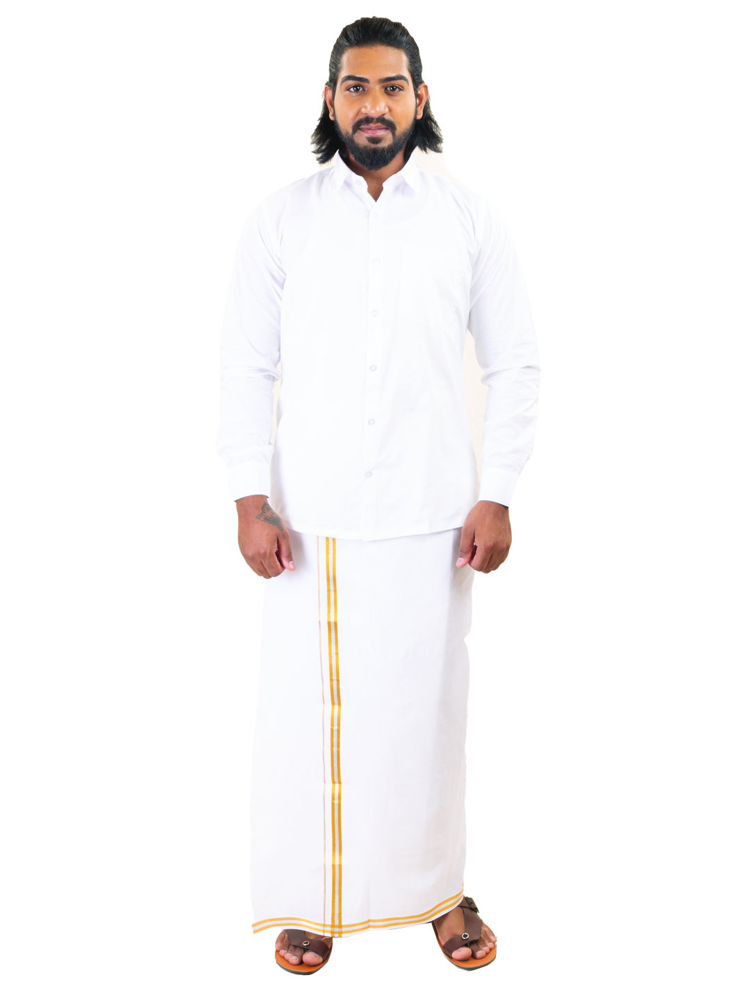 Jari Single Dhoti - 1/2"