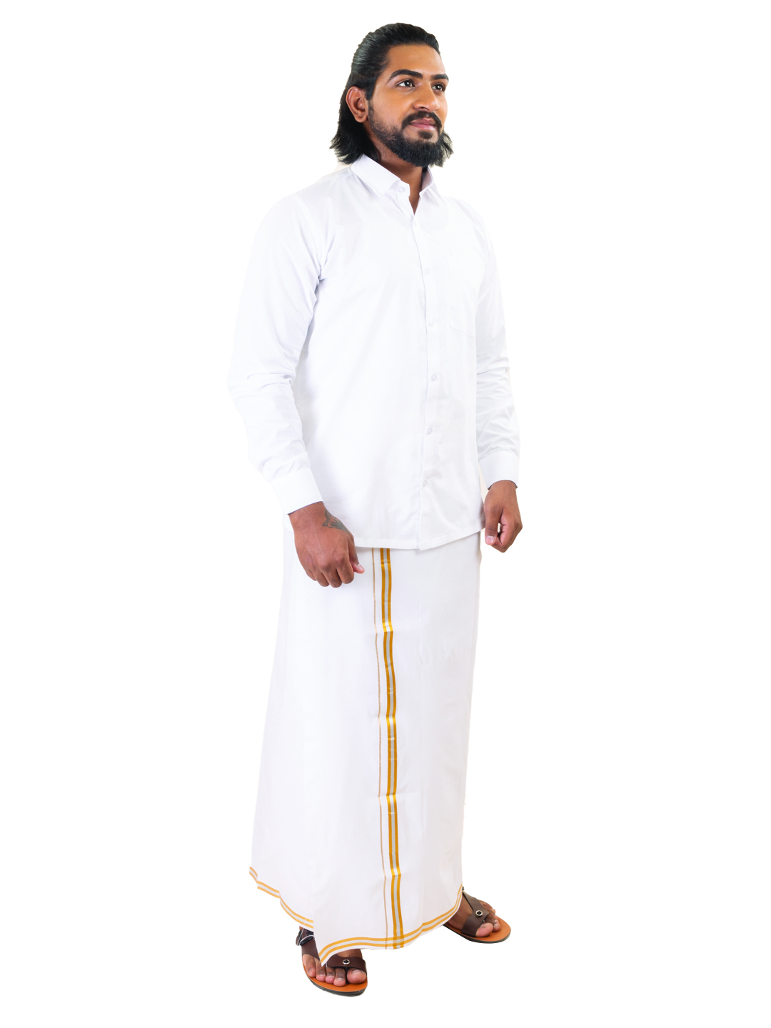 Jari Single Dhoti - 1/2"