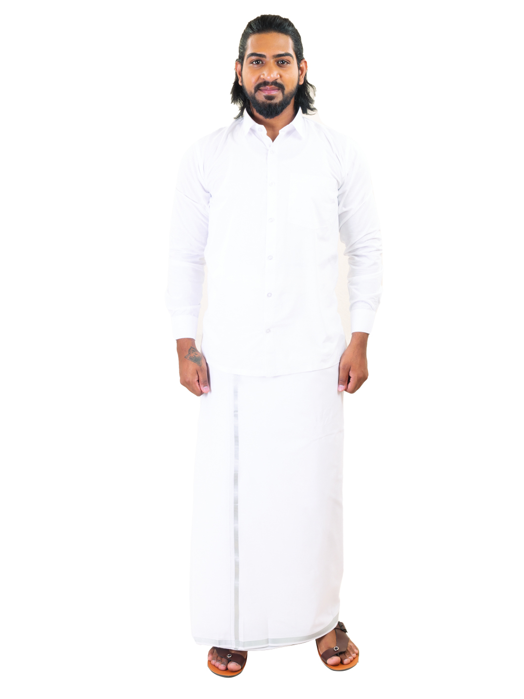 Jari Double Dhoti - 1/2"