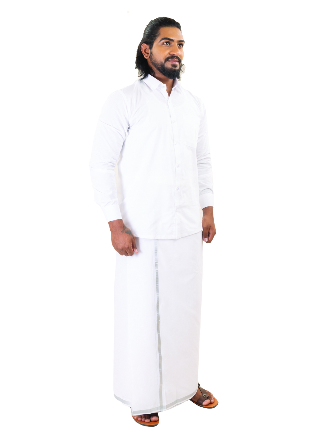 Jari Double Dhoti - 1/2"